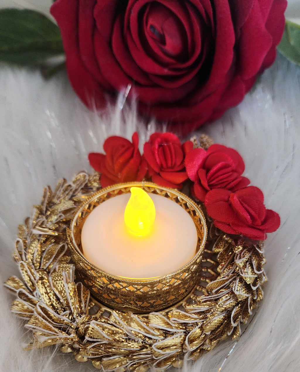 Floral Tea Light Holder: Indian Diwali Pooja Decoration, Wedding Favor