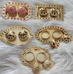 Haldi Kumkum Decorative Plates: Vermilion Holder Pooja Thali, Mehndi Decoration.