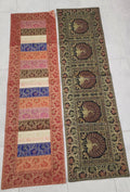 Peacock Print Silk Brocade Table Runner - Indian Decor (16x60 Inch)