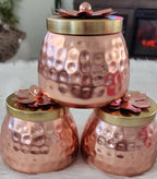 Pichwai Art Jar: Nandi Cow & Peacock Design, Copper Home Decor.