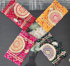 Bandhej Gota Work Silk Clutch Purses: Indian Wedding Favors