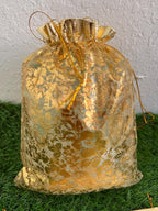 Embellished Organza Favor Bag: Handcrafted Potli with Drawstring