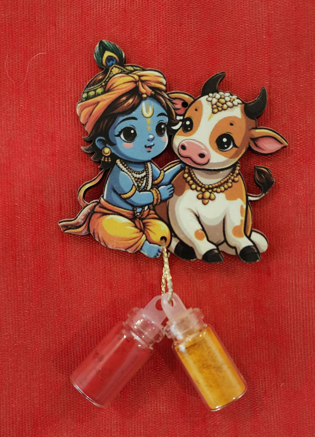 Handcrafted Little Krishna Cow Haldi Kumkum Holder - Wedding Favor.