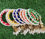 Adjustable Gotta Silk Bangles: Traditional Handmade Indian Pearl Jewelry.