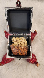 Handcrafted Wooden Elephant Trinket Box: Boho Indian Decor (5x5x5 inch)