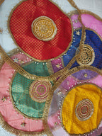 Handmade Organza Thali Cover: Indian Wedding Decor, Gota Embellished (21 inches)