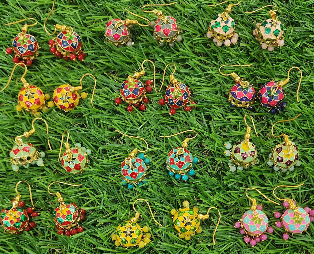 Handmade Meenakari Jhumka Earrings: Indian Wedding Jewelry