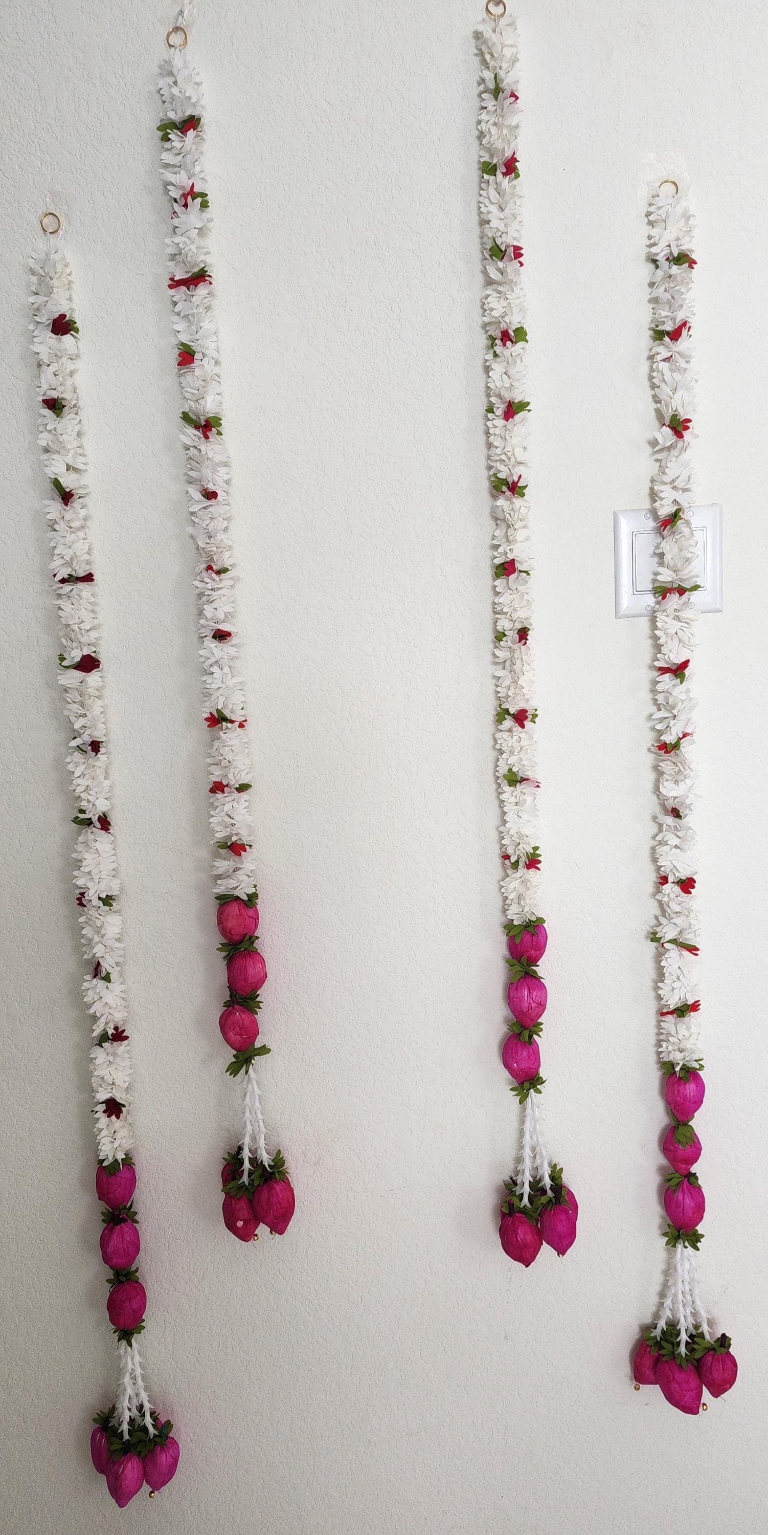 Lotus Bud & Jasmine Garland: Indian Wedding Wall Decor (60 inch)