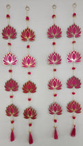 Handmade Pink Lotus Garland with Pearls: Indian Wedding Hanging Decor (36 inch)