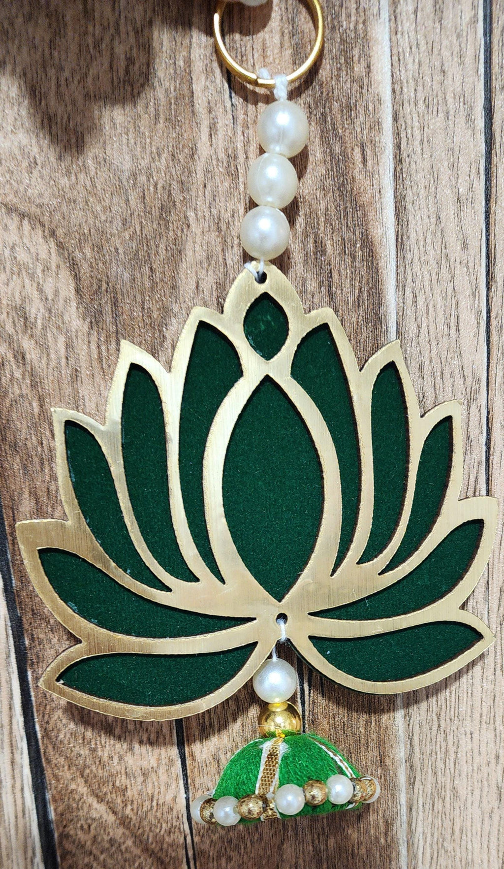 Lotus Hanging: Traditional Handmade Diwali Mandir Decor - Green MDF