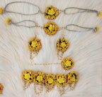Handmade Floral Jewelry Set: Haldi Mehandi Indian Wedding