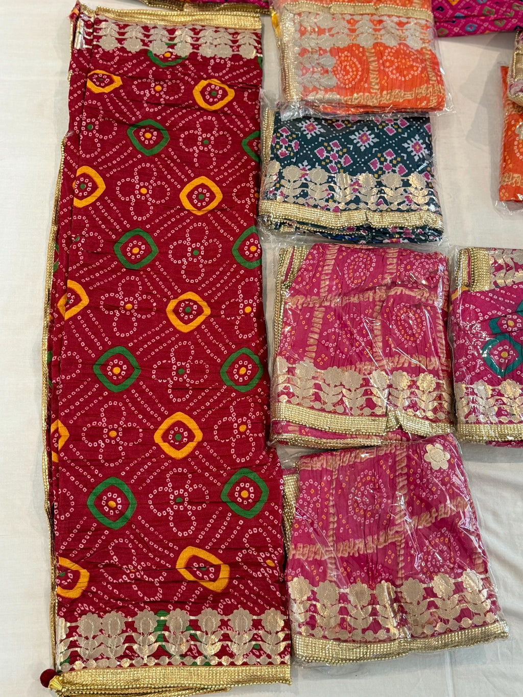 Bandhej Art Silk Dupatta: Rajasthani Gotta Patti Wedding Scarf