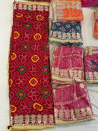 Bandhej Art Silk Dupatta: Rajasthani Gotta Patti Wedding Scarf