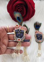 Peacock Feather Wedding Brooches: Lotus Kundan Indian Favor Pins