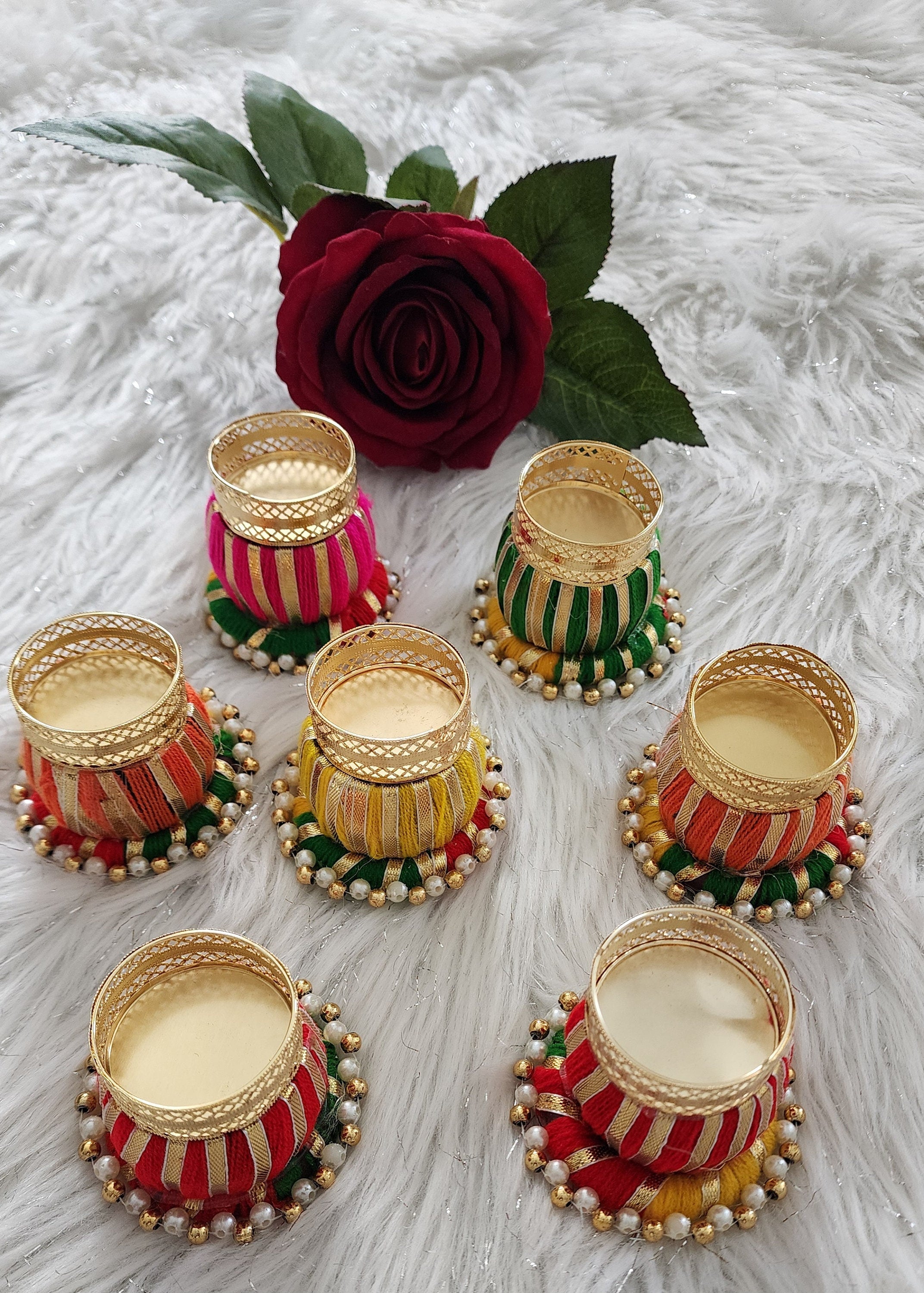 Multicolor Tea Light Holder: Diwali Wedding Favor Decoration