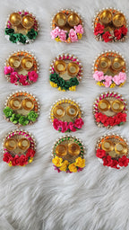 Floral Haldi Kumkum Plate: Mehndi Decor Pooja Thali