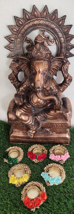 Floral Tea Light Holder: Indian Diwali Pooja Decoration, Wedding Favor