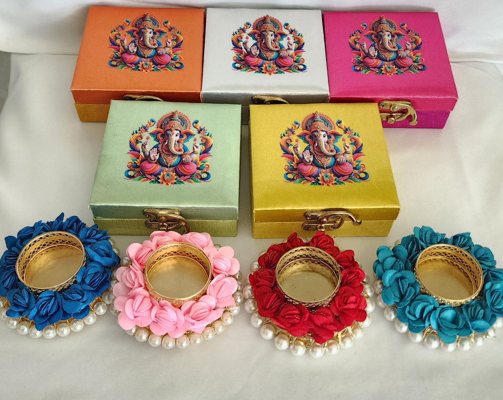 Ganesa Handmade Tea Light Holder: Diwali Wedding Favor, Pooja Decor.