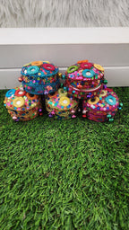 Haldi Kumkum Holder Set: Handcrafted Beaded Wedding Favor Boxes