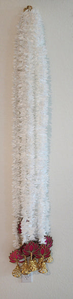 Pink Lotus Garland with Bells: Indian Wedding Temple Decor