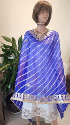 Rajasthani Lahariya Chiffon Dupatta: Lace & Latkan Wedding Scarf