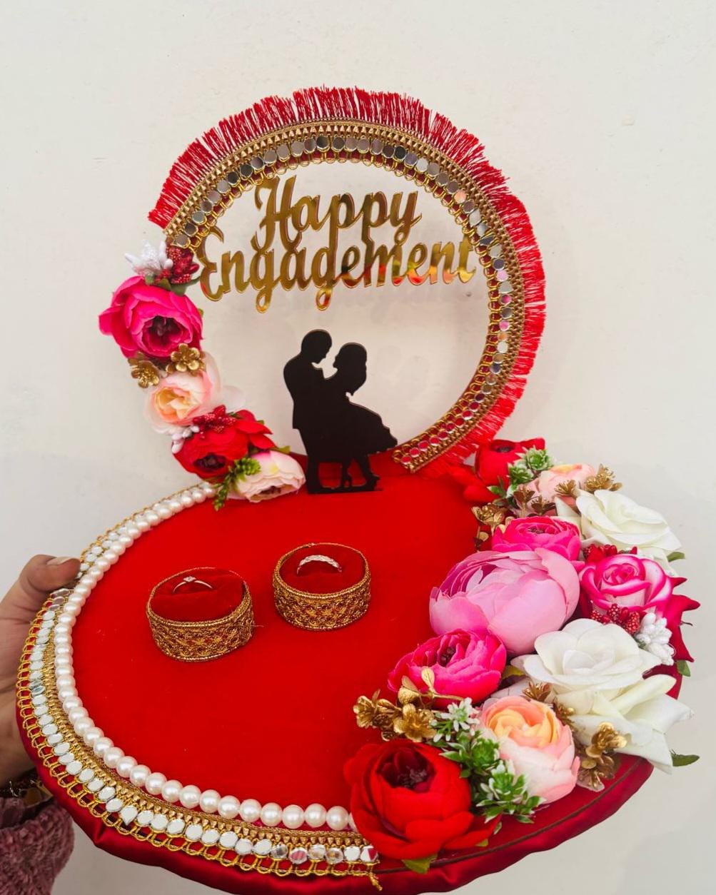 Floral Engagement Ring Platter: Decorative Bridal Proposal Tray