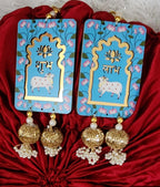 Cow Shubh Labh Hanging: Diwali Decoration, Indian Wedding Decor (8 inch)