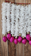 Lotus Bud Garland: Pink & White Indian Wedding Decor (35/40 inch