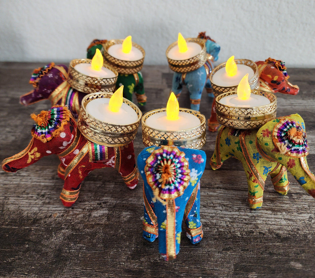 Elephant Handmade Tea Light Holder: Diwali Decor, Indian Wedding Favor