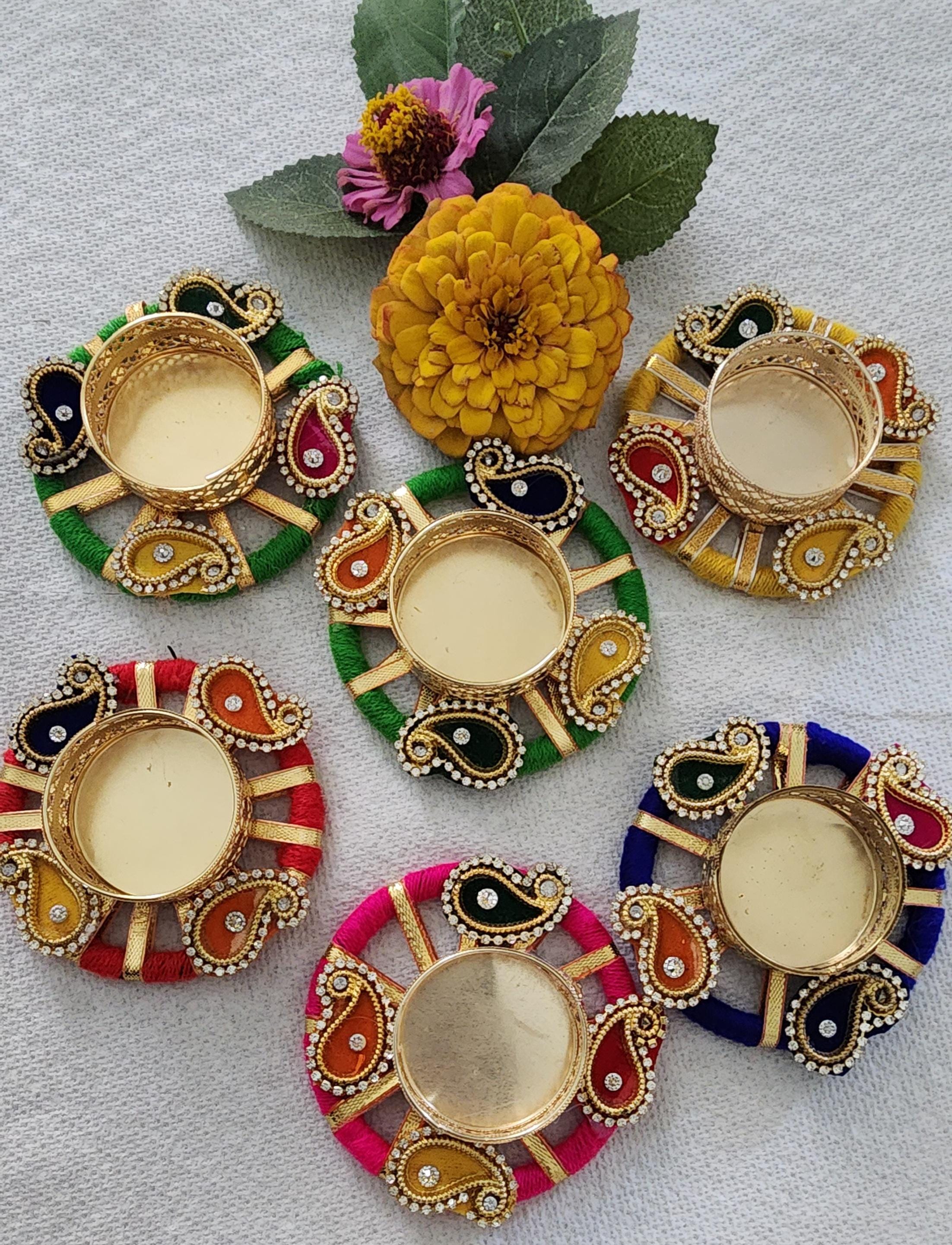 Handcrafted Multi-Color Tea Light Holder: Diwali Home Decor