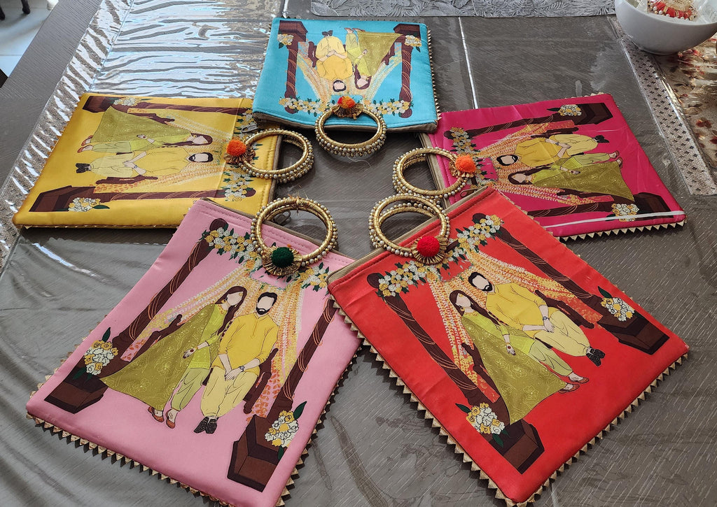 Silk Potli Favor Bags - Haldi Mehndi Wedding Return Gift.