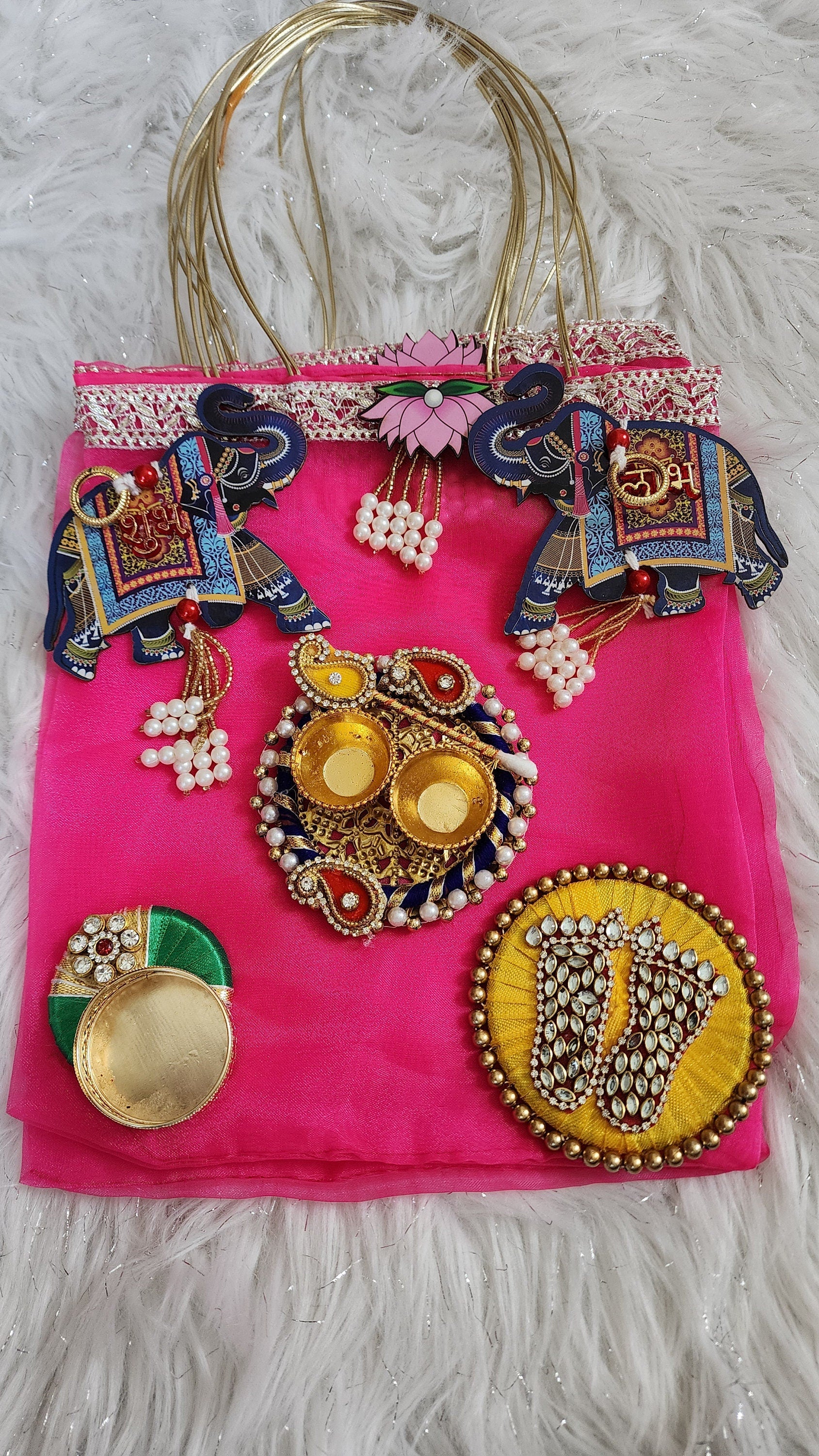 Diwali Potli Bag Set: Pooja, Housewarming Return Favors Pack of 5 Sets