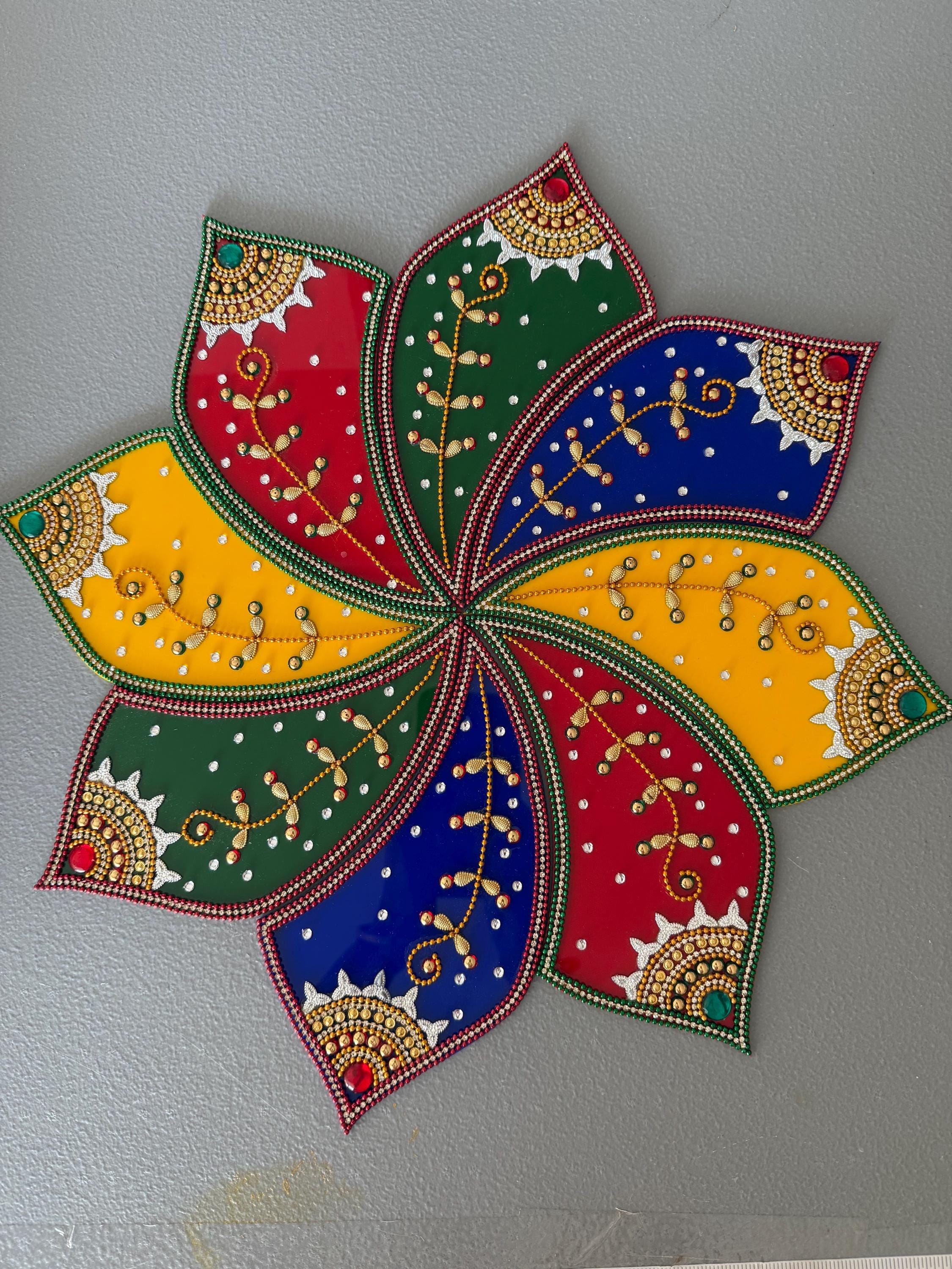 Acrylic Handmade Diwali Rangoli - 15 Inch - Festive Home Decor.