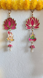 Lotus Ganesh Lakshmi Hanging: Diwali Mandir Decor.