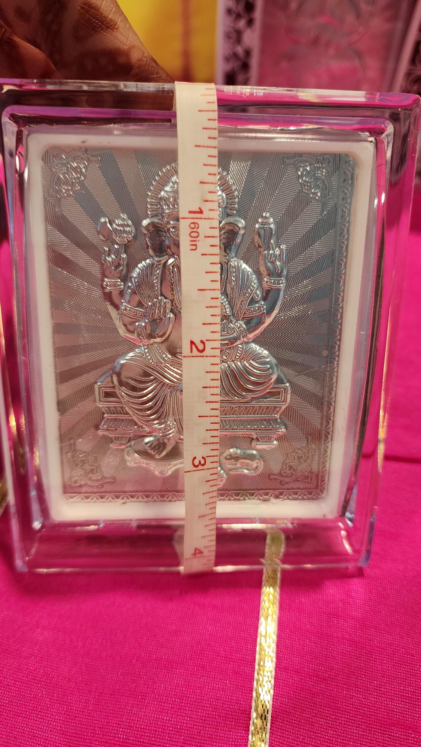 Handmade Silver Ganesh Photo Frame: Diwali Pooja Decor (4.5 × 3.5)