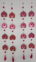 Handmade Pink Lotus Garland with Pearls: Indian Wedding Hanging Decor (36 inch)